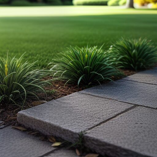 image of lawn with some bushes and paving stones - about us